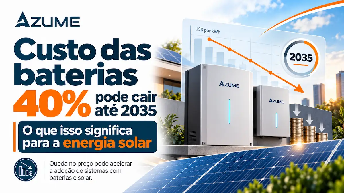 Custo das baterias pode cair 40% até 2035: o que isso significa para a energia solar